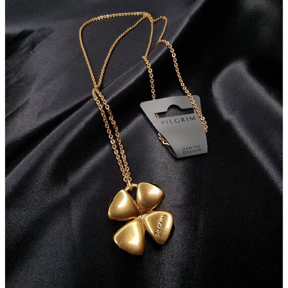 Pilgrim Gold-Tone Clover Necklace With Crystal Accents - Picture 4 of 5